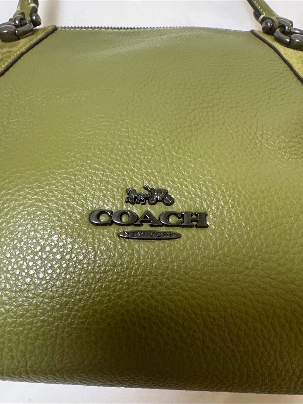 Coach Kasey Olive Green Leather & Suede Two-way Crossbody with gunmetal hardware - Picture 15 of 17
